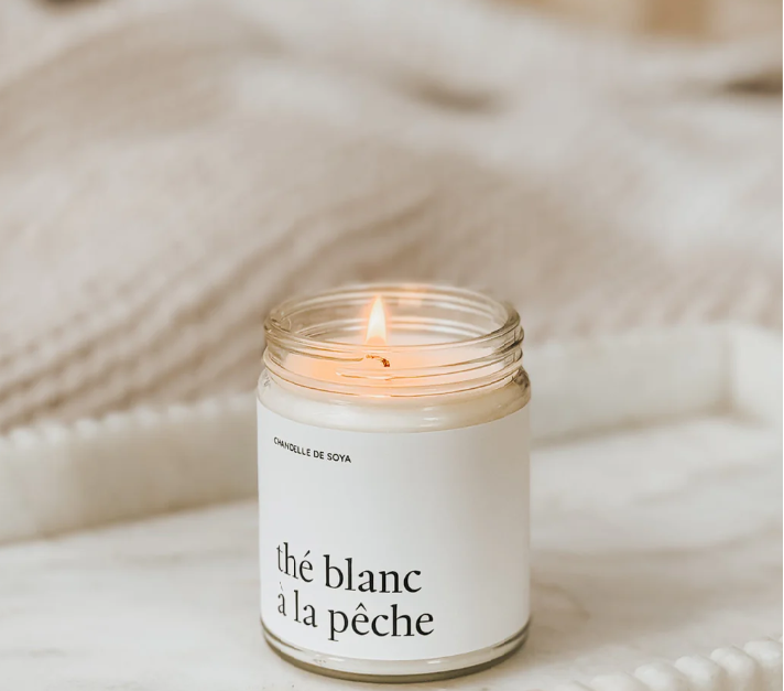 Chandelle de soya | Thé blanc à la pêche | Marée Chandelles