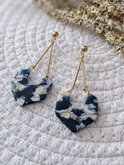 Boucles d'oreilles geometrique // acrylique // acetate earrings // geometric earrings // (BO-1577)