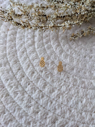 Boucles d'oreilles ananas // pineapple stud earrings // stainless steel earrings // minimalist jewelry // (bo-1606)