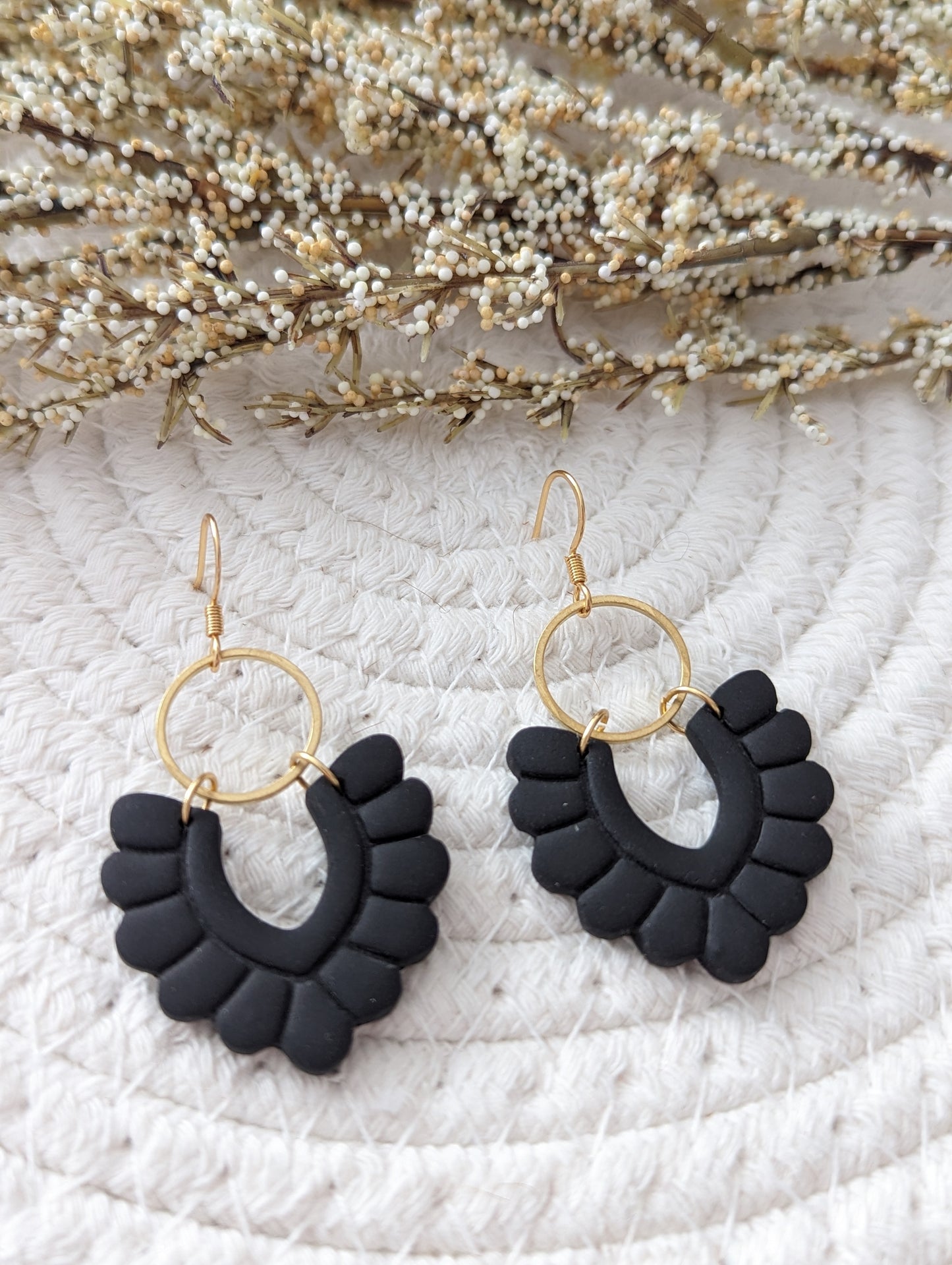 Boucles d'oreilles argile polymère pendentif fleur BO-1809)
