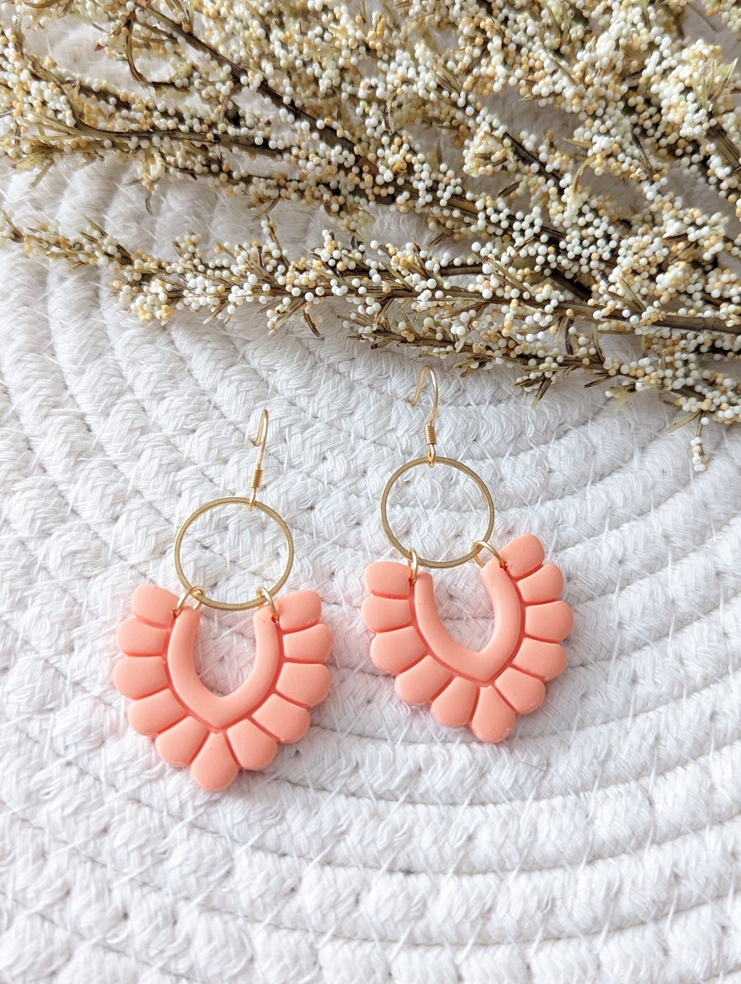 Boucles d'oreilles argile polymère pendentif fleur BO-1809)