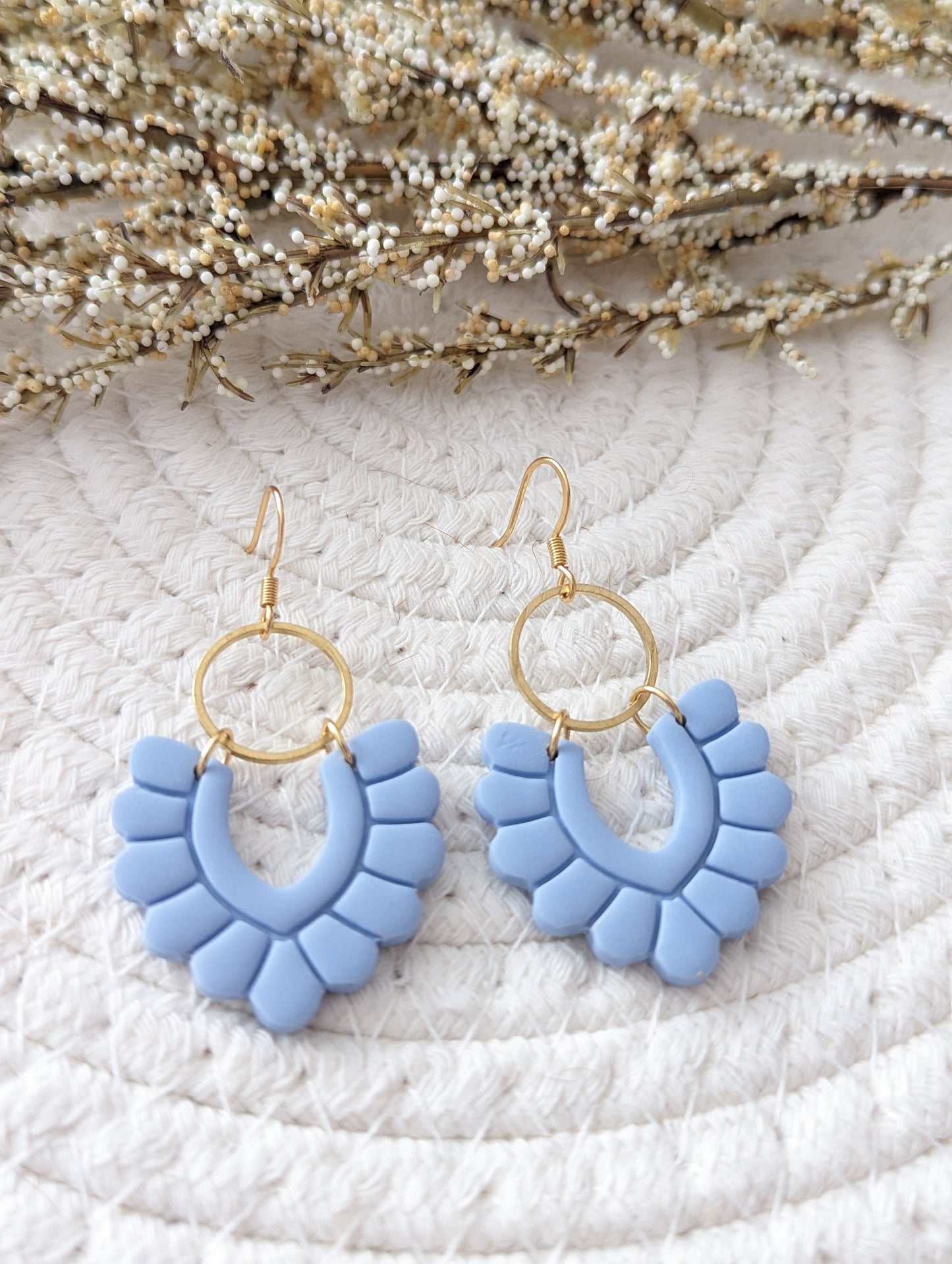 Boucles d'oreilles argile polymère pendentif fleur BO-1809)