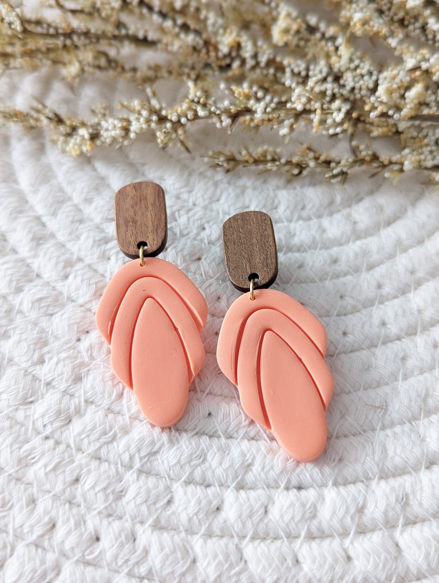 Stud ovale en bois et pendentif en argile ( bo-1811)