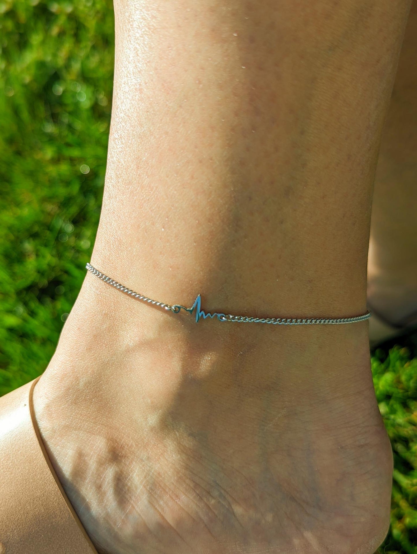 Chaine de cheville en acier inoxydable rythme cardiaque | anklet stainless steel (CH-8)