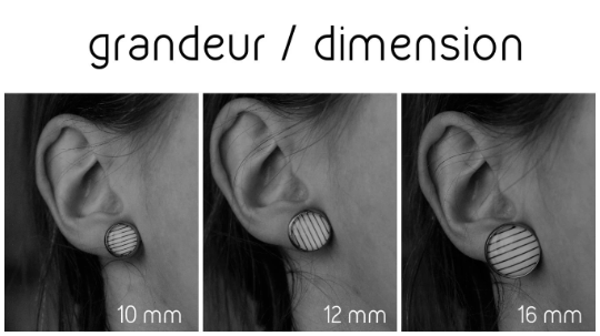 Petites merveilles chevron bleu bois // eau // glass cabochon earrings // fait au quebec (BO-1432)