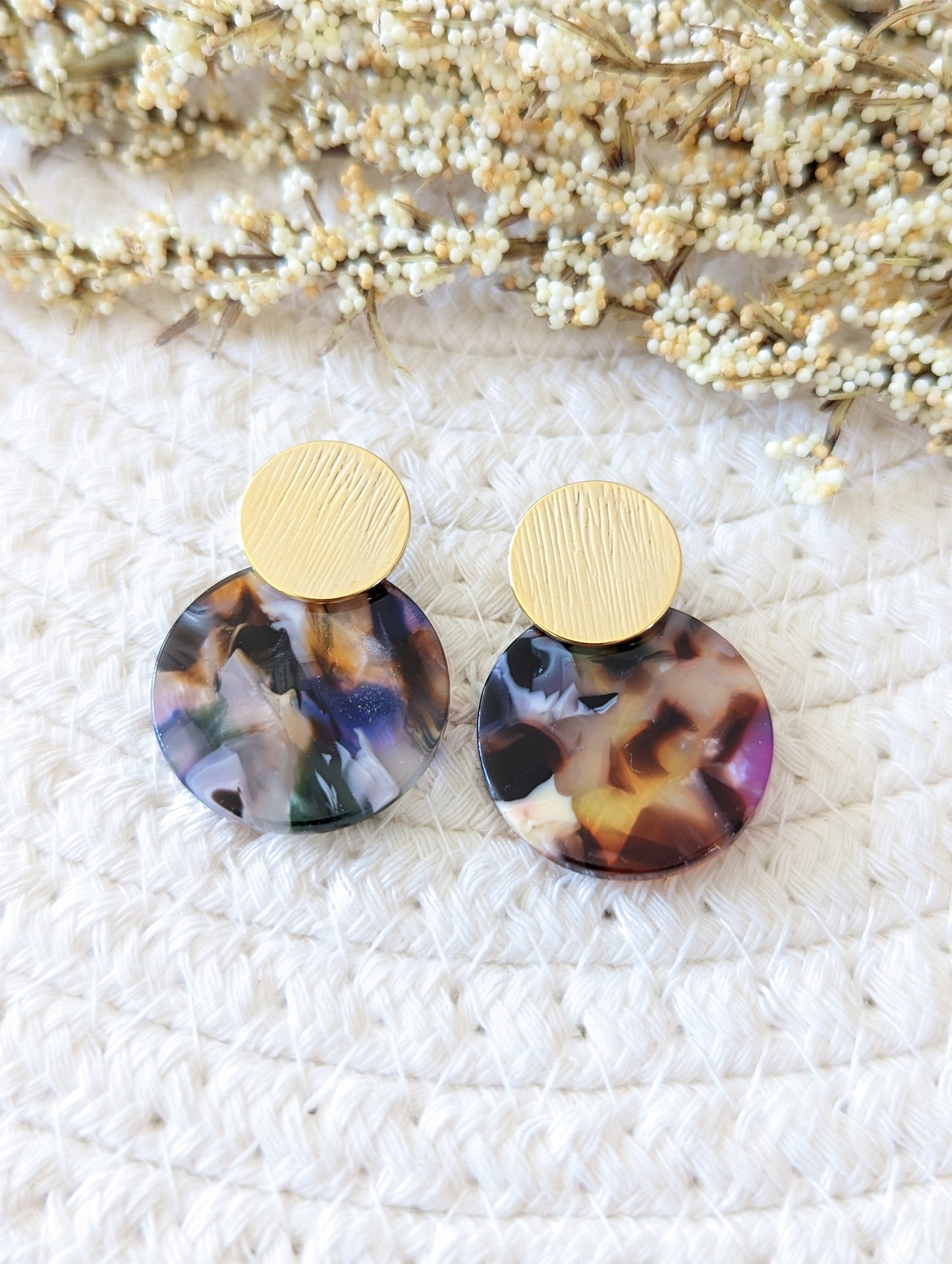 Boucles d'oreilles cercle // acrylique // acetate earrings // geometrique // cadeau pour elle // (bo-1514)
