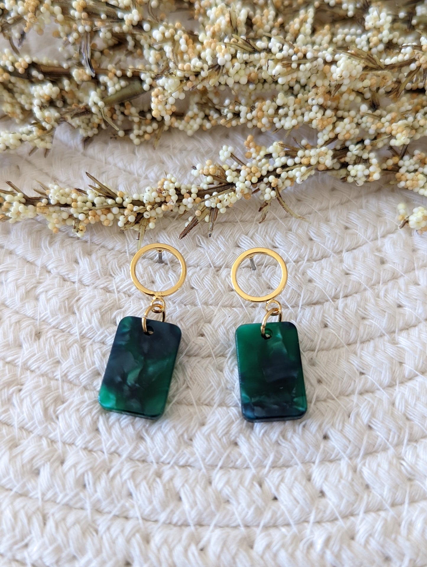 Boucles d'oreilles rectangle // acrylique // acetate earrings // geometrique // cadeau pour elle // (bo-1537)