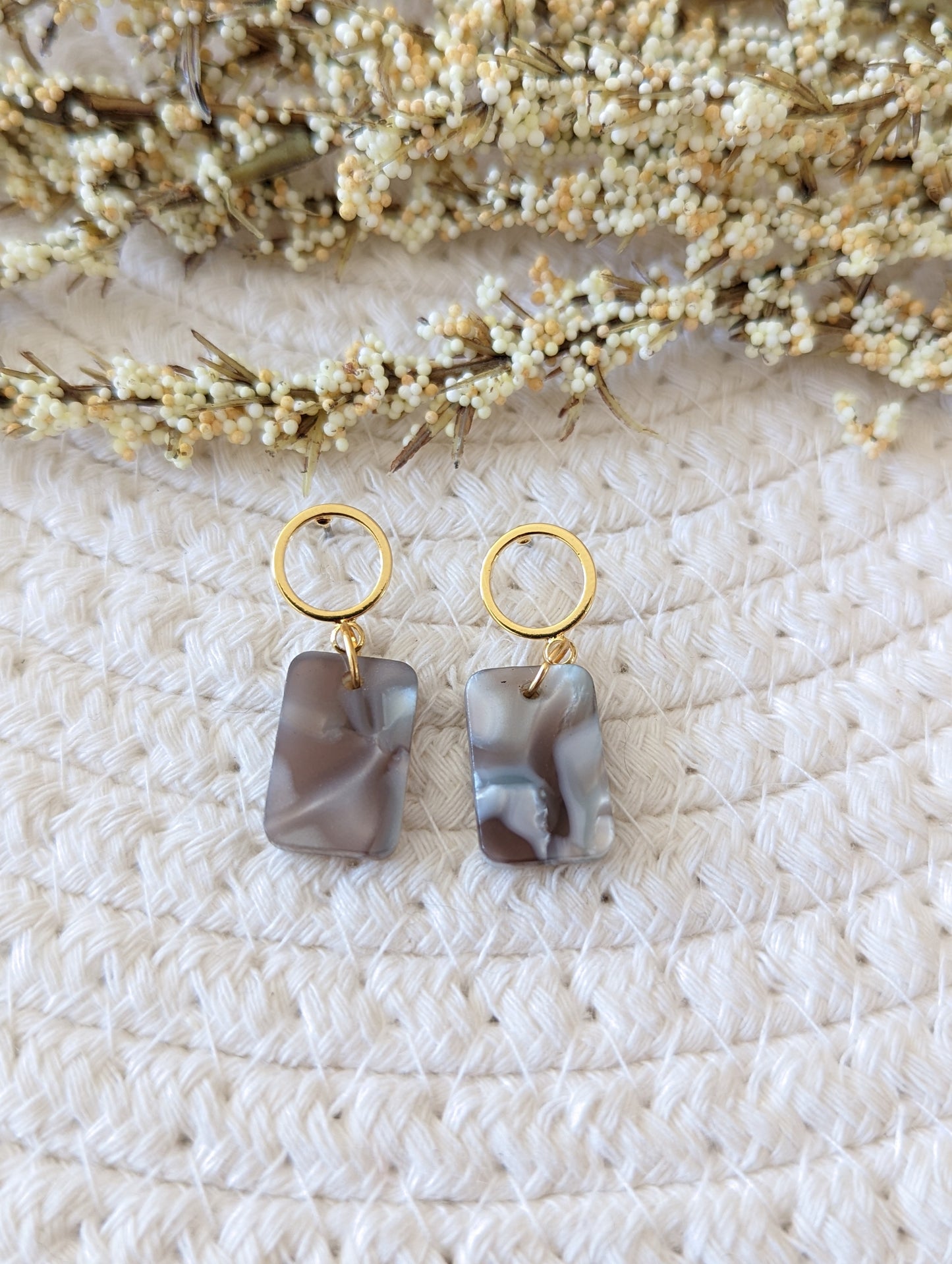 Boucles d'oreilles rectangle // acrylique // acetate earrings // geometrique // cadeau pour elle // (bo-1537)