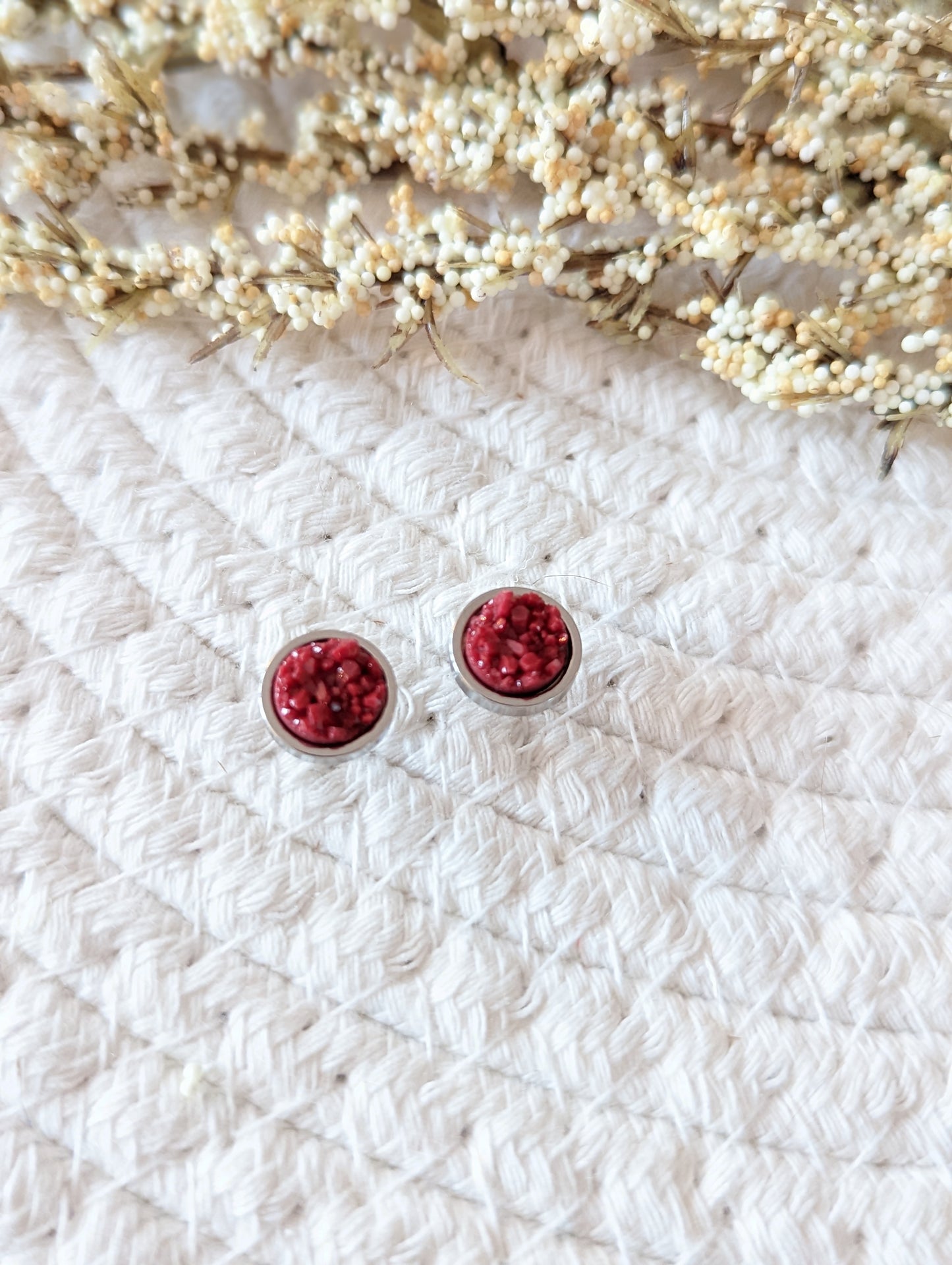 Boucles d'oreilles acier inoxydable faux druzy resine (BO-1495)