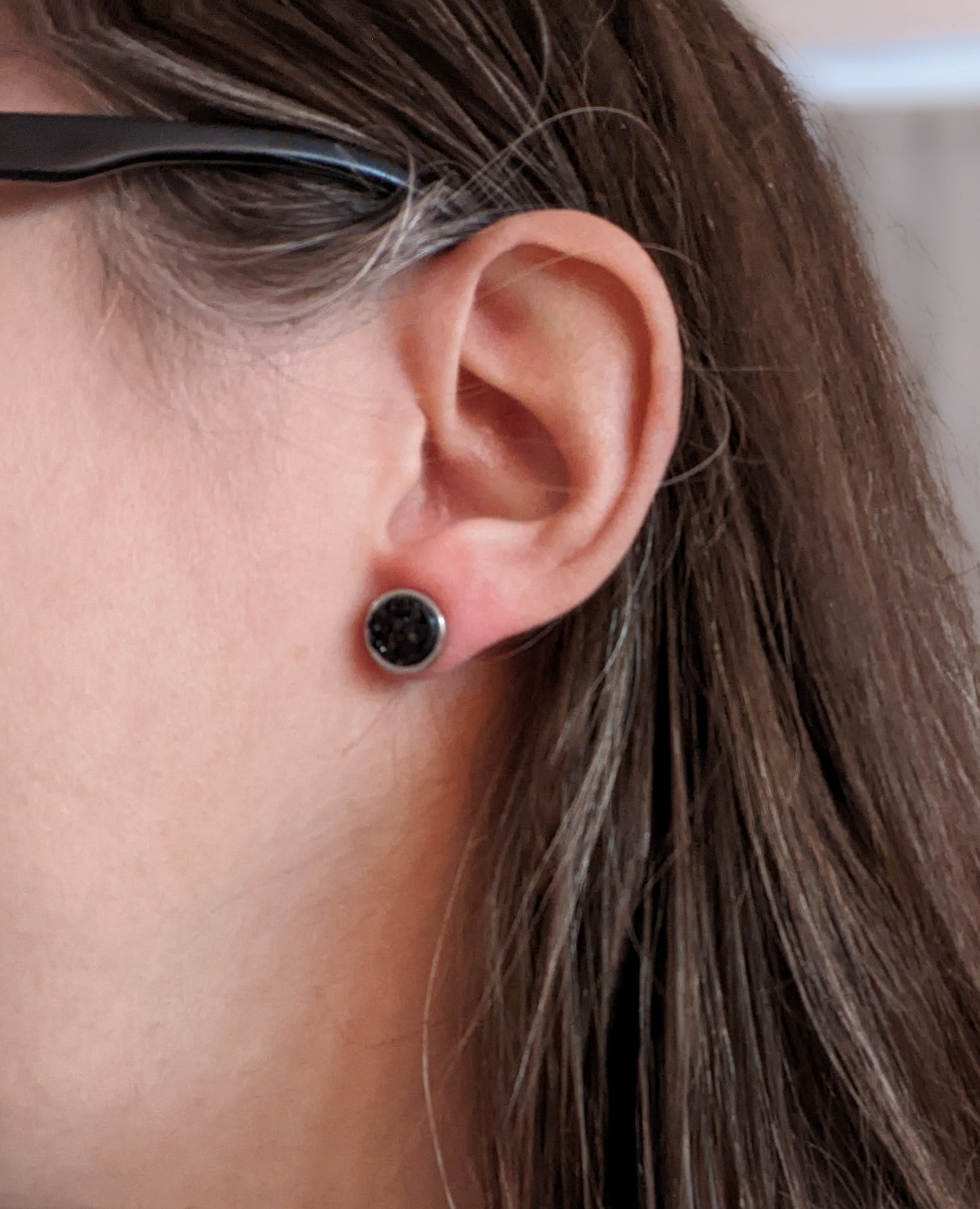 Boucles d'oreilles acier inoxydable faux druzy resine (BO-1495)