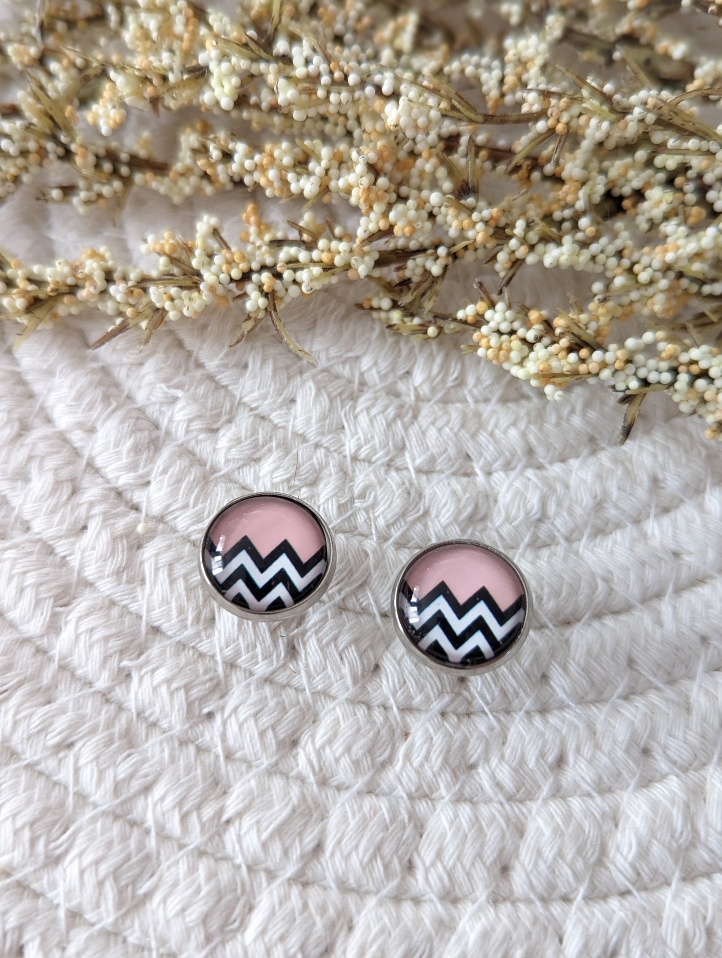 Petites merveilles chevron noir et blanc rose (bo-1795)