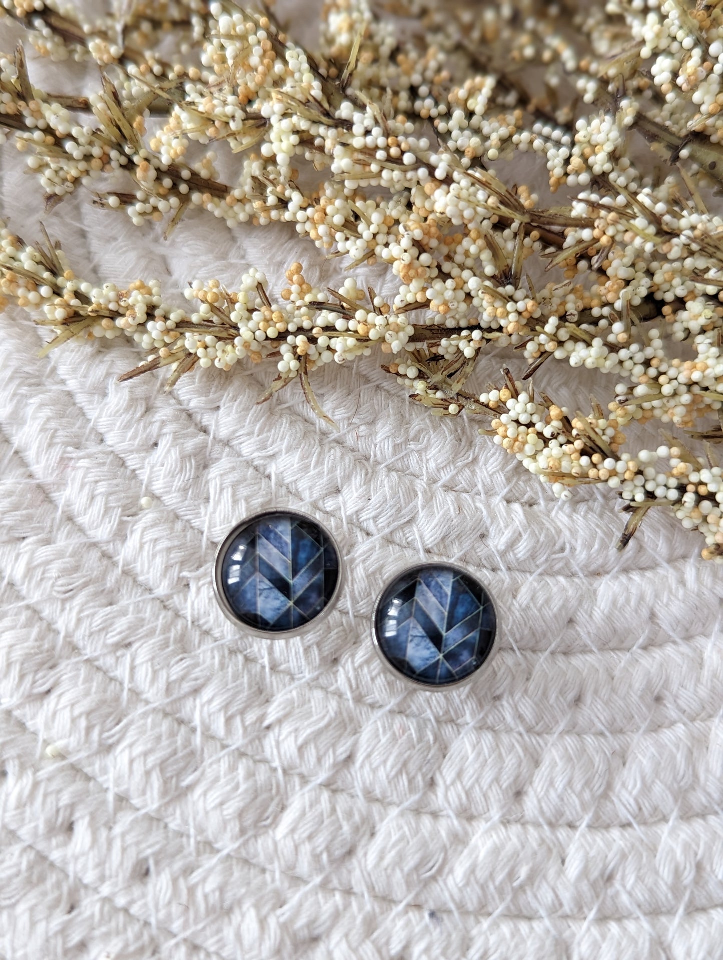 Petites merveilles motif géométrique gris bleu (bo-1797)