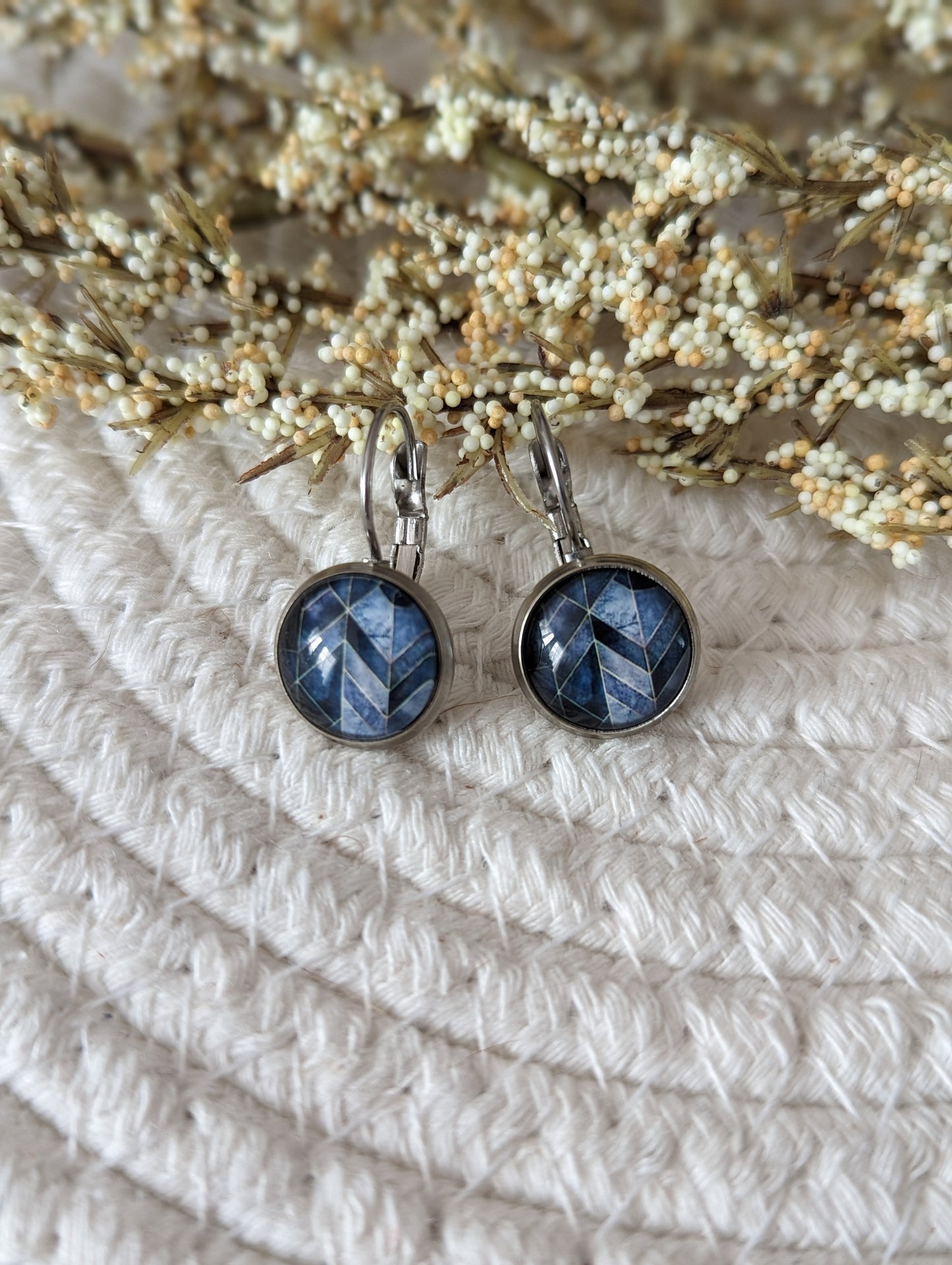 Petites merveilles motif géométrique gris bleu (bo-1797)