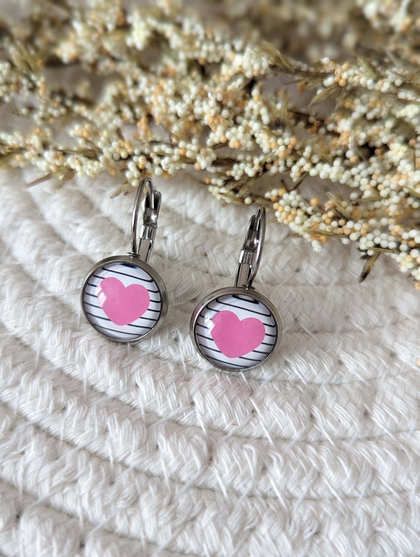 Petites merveilles coeur rose et rayure (BO-1794)