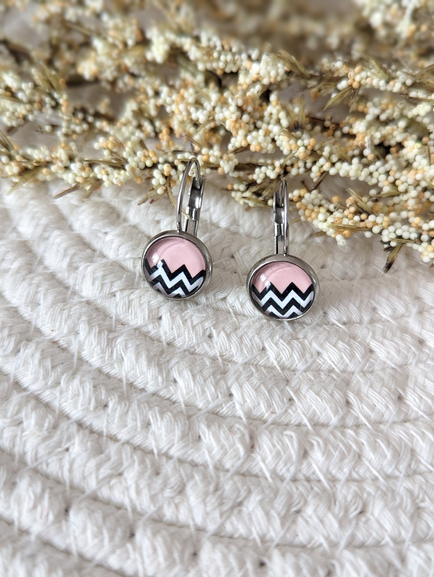 Petites merveilles chevron noir et blanc rose (bo-1795)