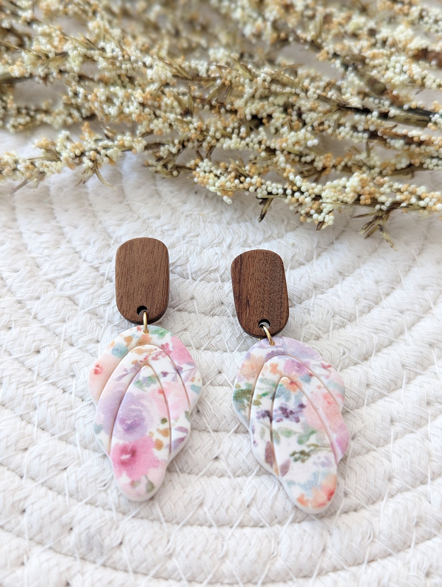 Collection florale | boucles d'oreilles en argile polymère (BO-1811)