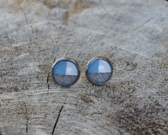 Petites merveilles colorbloc // glass cabochon earrings // fait au quebec (BO-1221)