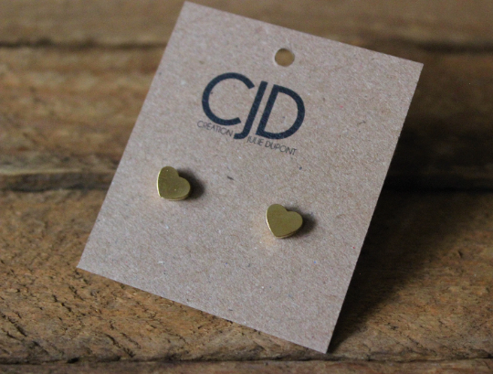 Boucles d'oreilles coeur // heart stud earrings // stainless steel earrings // minimalist jewelry // (bo-1624)
