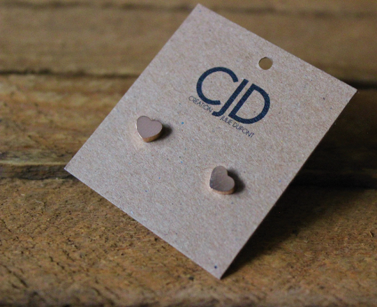 Boucles d'oreilles coeur // heart stud earrings // stainless steel earrings // minimalist jewelry // (bo-1624)