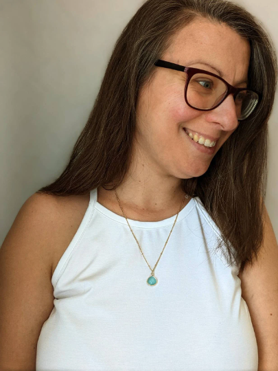Collier pierre semi précieuse // collier chaine acier inoxydable // Stainless steel Necklace semi precious Stone (co-204)