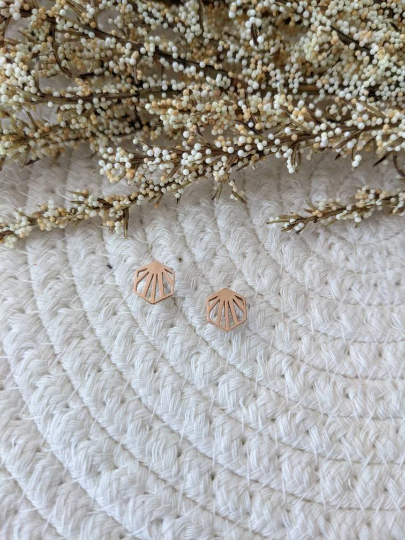 Boucles d'oreilles geometrique // geometric stud earrings // stainless steel earrings // minimalist jewelry // (bo-1703)