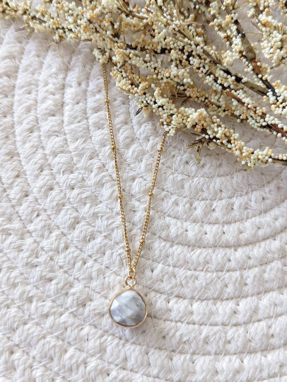 Collier pierre semi précieuse // collier chaine acier inoxydable // Stainless steel Necklace semi precious Stone (co-204)