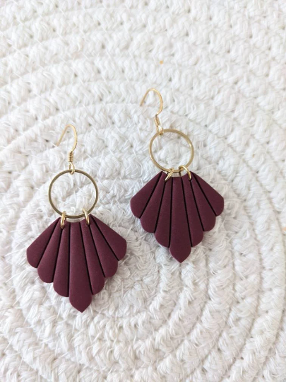 Boucles d'oreilles argile et laiton art deco // art deco polymer clay earrings (bo-1675)