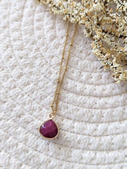 Collier pierre semi précieuse // collier chaine acier inoxydable // Stainless steel Necklace semi precious Stone (co-204)