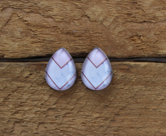 Petites merveilles marbre chevron // marble teardrop earrings // Goutte d'eau // fait au quebec (BO-1593-G)