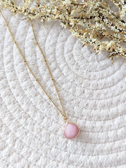 Collier pierre semi précieuse // collier chaine acier inoxydable // Stainless steel Necklace semi precious Stone (co-204)