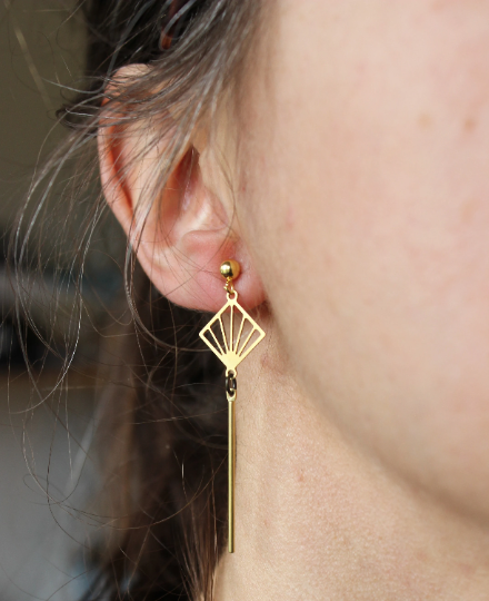 Boucles d'oreilles en laiton // geometrique // boucles minimalistes (BO-1414)
