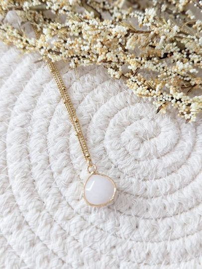 Collier pierre semi précieuse // collier chaine acier inoxydable // Stainless steel Necklace semi precious Stone (co-204)