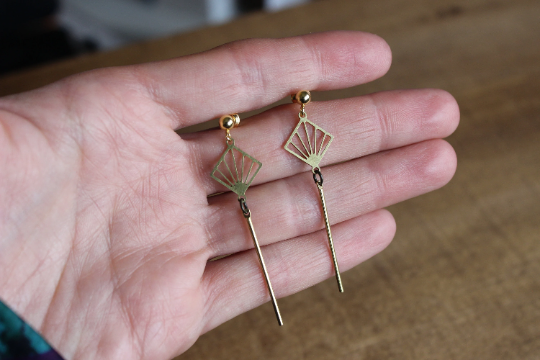 Boucles d'oreilles en laiton // geometrique // boucles minimalistes (BO-1414)