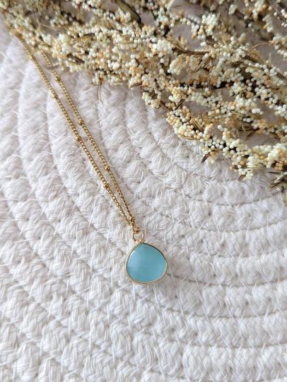 Collier pierre semi précieuse // collier chaine acier inoxydable // Stainless steel Necklace semi precious Stone (co-204)