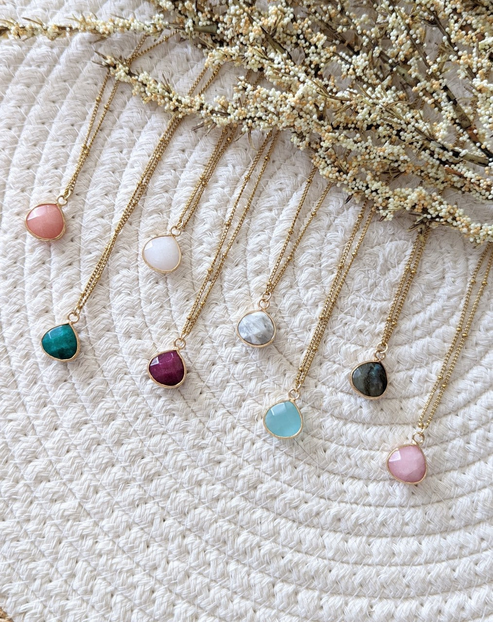 Collier pierre semi précieuse // collier chaine acier inoxydable // Stainless steel Necklace semi precious Stone (co-204)