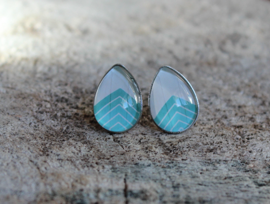 Petites merveilles goutte chevron turquoise  (bo-1237-G)