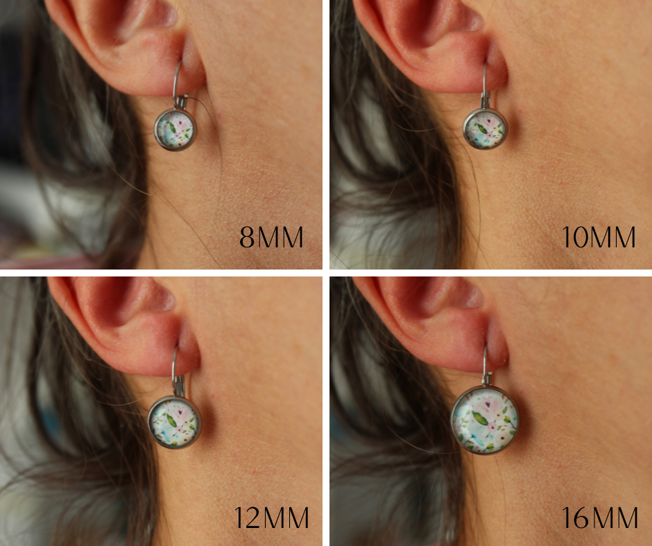 Petites merveilles fleurie // floral earrings // fleur rose // cute glass cabochon (BO-1598)