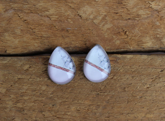 Petites merveilles marbre rose // Goutte d'eau // teardrop studs earrings // fait au quebec (BO-1585-G)