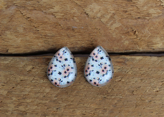 Petites merveilles fleurie // floral teardrop earrings // Goutte d'eau // fait au quebec (BO-1586-G)