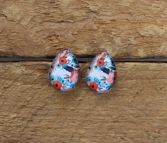 Petites merveilles fleurie // floral teardrop earrings // Goutte d'eau // fait au quebec (BO-1594-G)