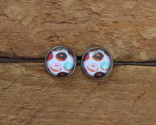Petites merveilles beigne // donut earrings // cute glass cabochon (BO-1595)