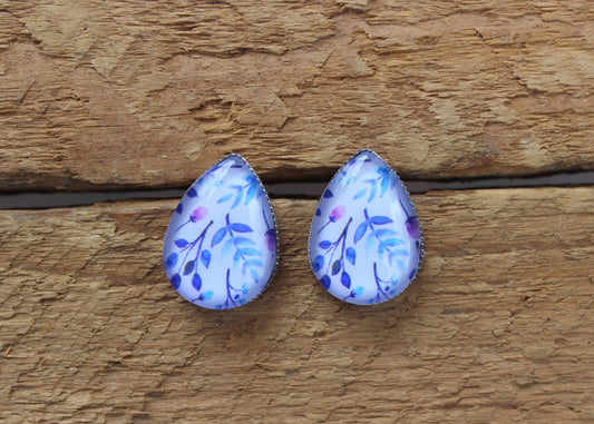 Petites merveilles fleurie // floral teardrop earrings // Goutte d'eau // fait au quebec (BO-1597-G)