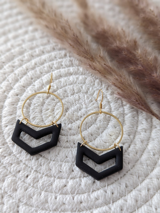 Boucles d'oreilles crochet acier inoxydable et pendentif en argile polymère  (BO-1856)