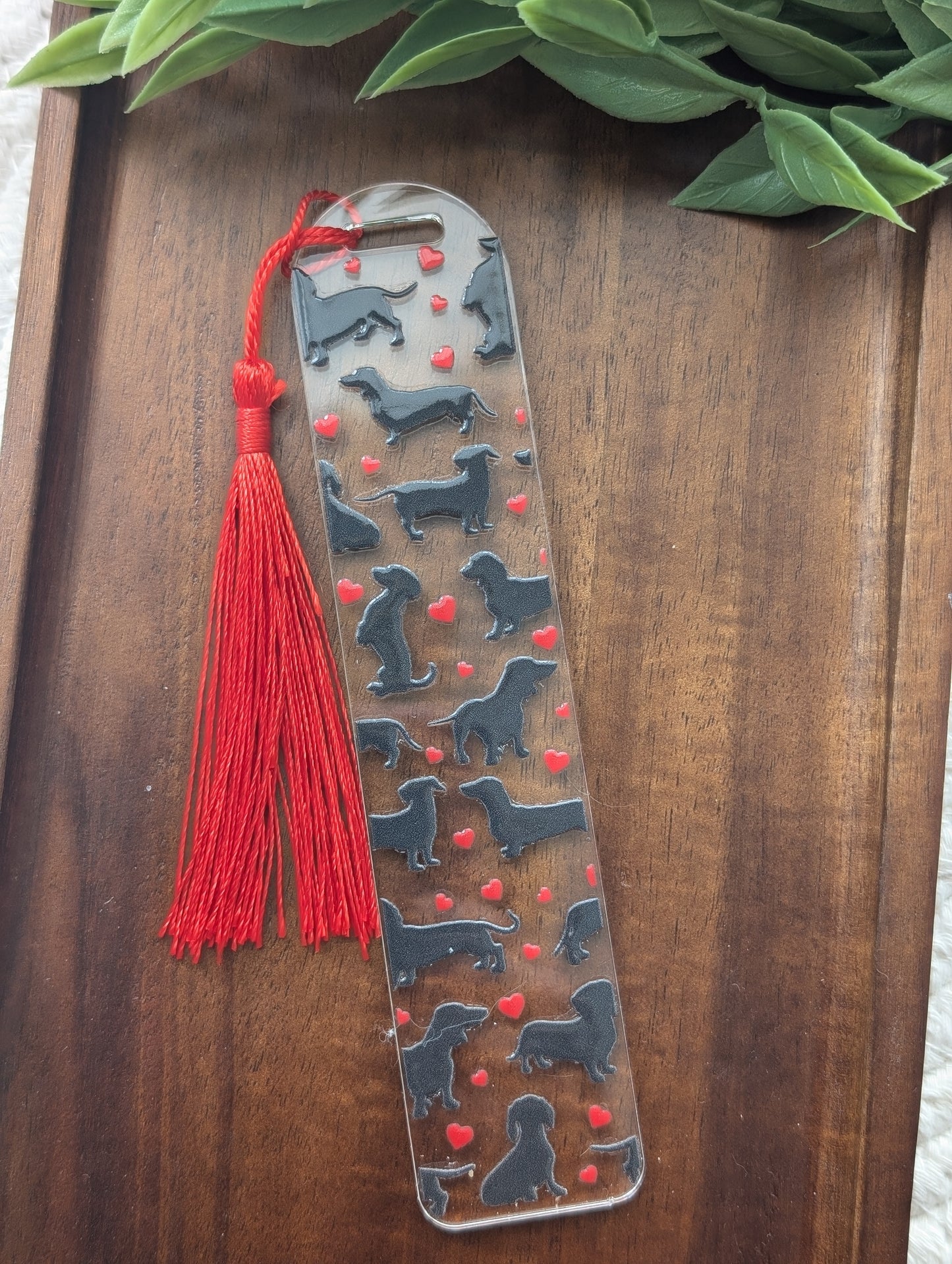 Signet en acrylique chien saucisse / teckel dog bookmark