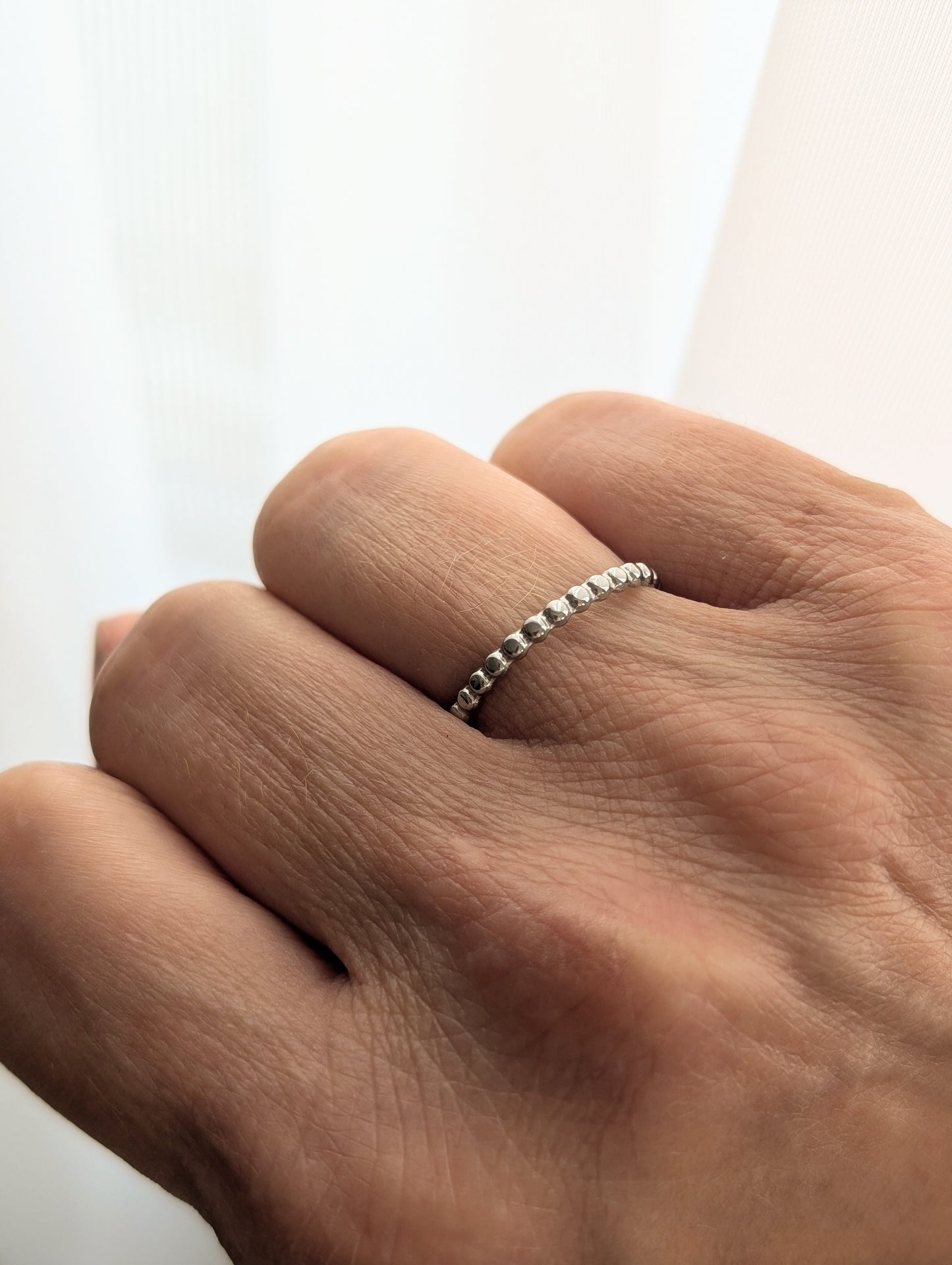 Bague ajustable petit point | acier inoxydable