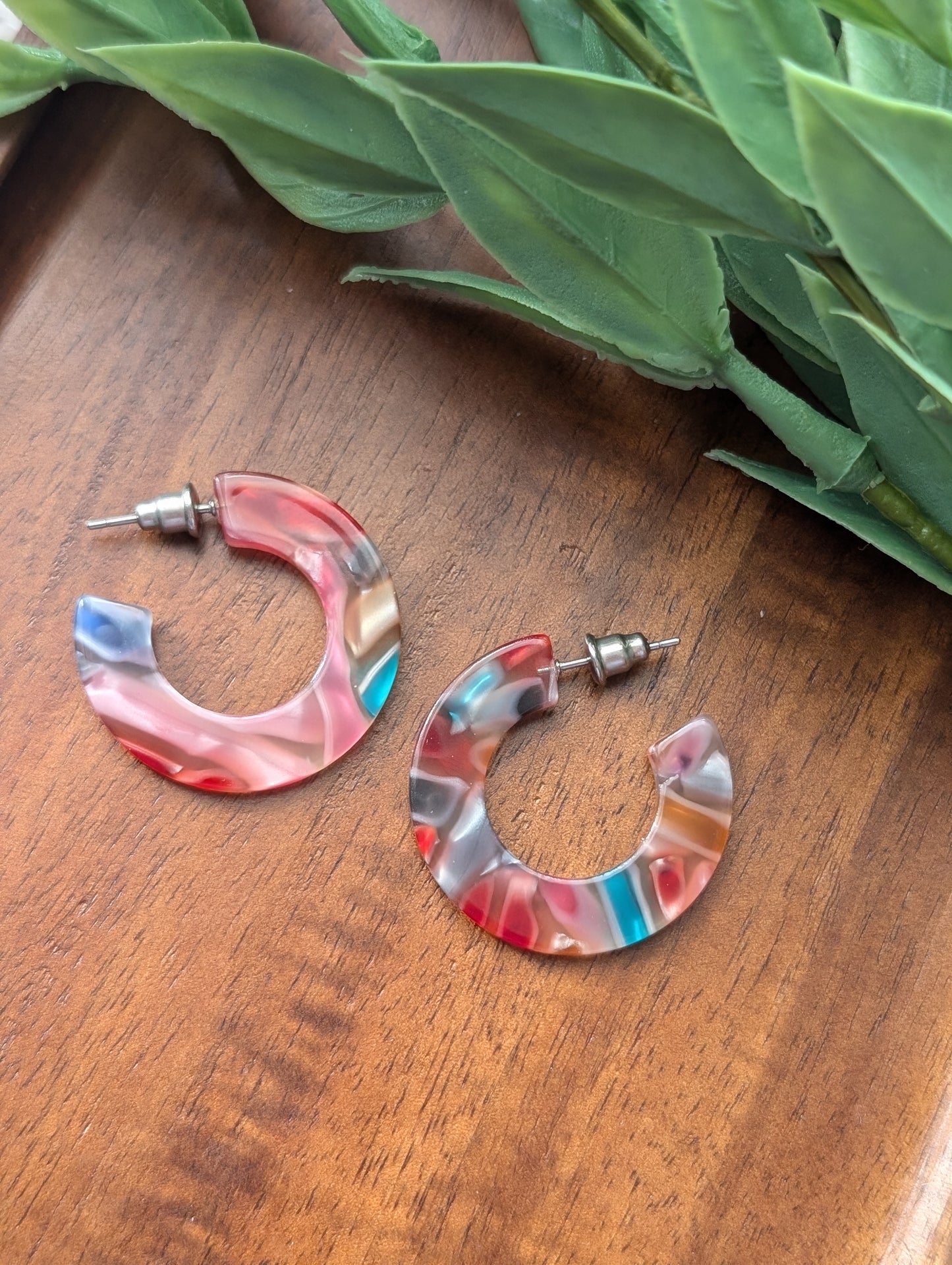 Boucles d'oreilles créoles en acetate (BO-1567-1)