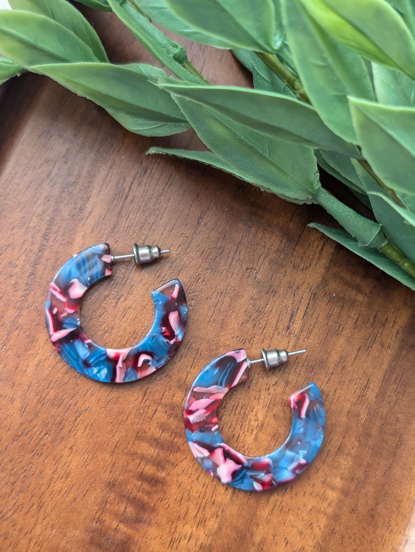 Boucles d'oreilles créoles en acetate (BO-1567-1)