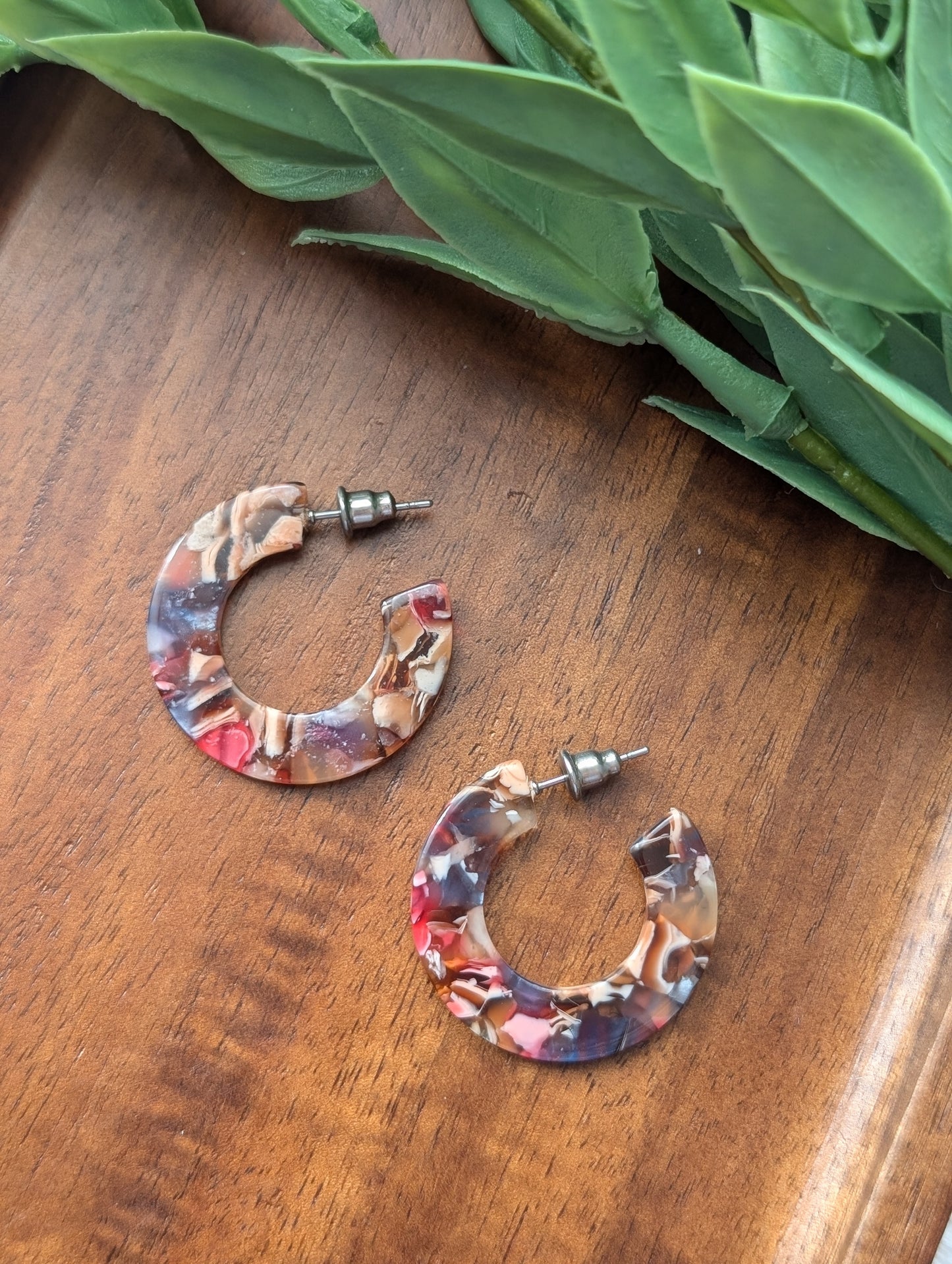 Boucles d'oreilles créoles en acetate (BO-1567-1)