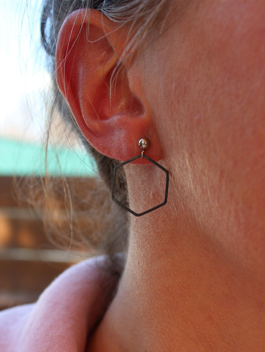 Boucles d'oreilles minimalistes hexagone (bo-1150