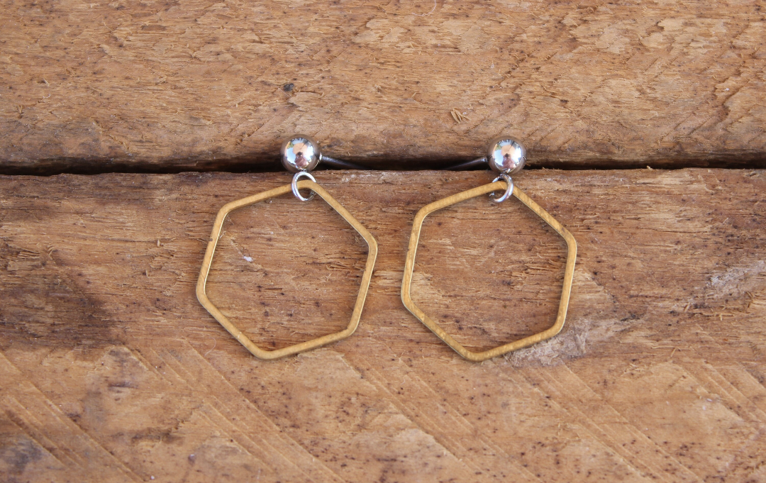 Boucles d'oreilles minimalistes hexagone (bo-1150